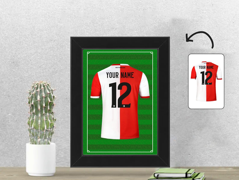 Gepersonaliseerde Rotterdam voetbalshirt fotolijst 13x18 cm met jouw naam. Perfect cadeau voor Rotterdam fans en voetbalfans.