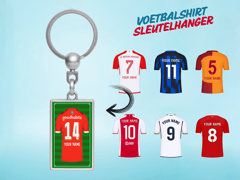 Gepersonaliseerde Eindhoven voetbalshirt sleutelhanger met jouw naam. Uniek cadeau voor voetballiefhebbers en Eindhoven-fans.