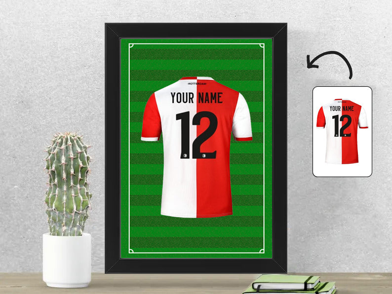 Gepersonaliseerde Rotterdam voetbalshirt fotolijst 21x30 cm met jouw naam. Perfect cadeau voor Rotterdam fans en voetbalfans.